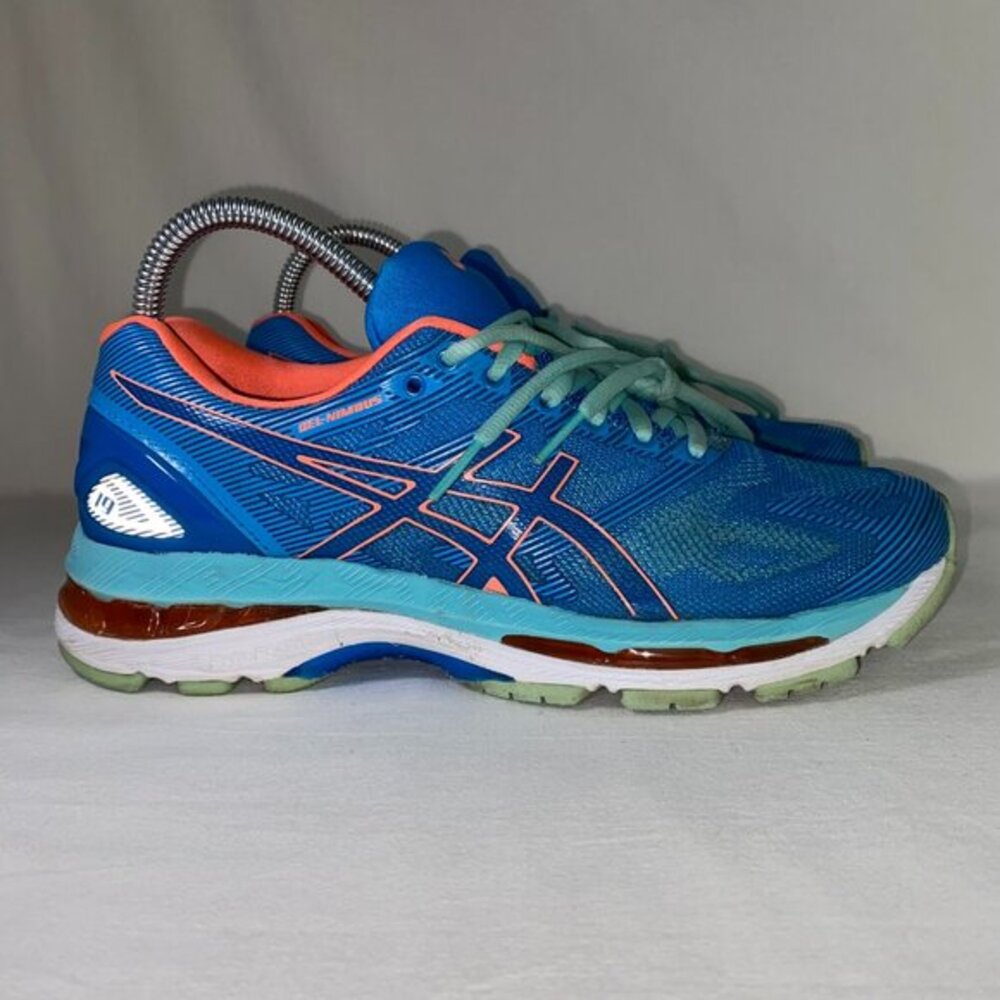 Asics Gel Nimbus 19 Women’s Blue Coral Running Shoes Sneakers Size US 7